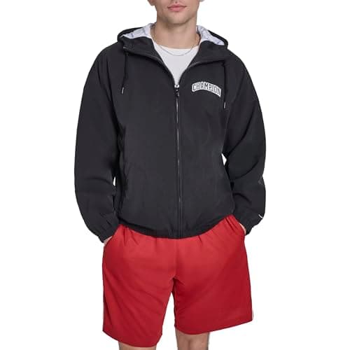 Champion Men's Packable Fanny Pack Windbreaker Hoody, Black, Small