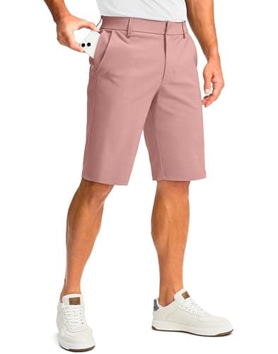 G Gradual Men's Golf Shorts with 4 Pockets 11" Inseam Stretch Quick Dry Casual Work Dress Shorts for Men(Dusty Pink,34)
