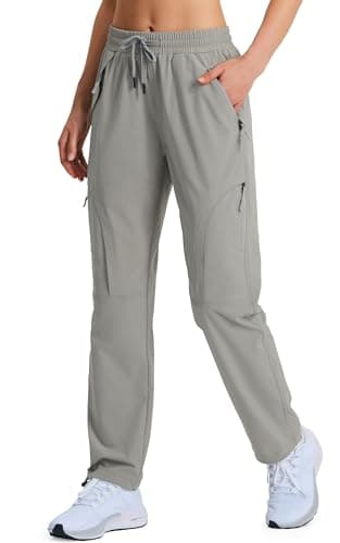 Hugut Women's Hiking Pants Quick Dry Lightweight Cargo Pants UPF 50 Water Resistant Zipper Pockets for Golf Travel Work Camping Khaki