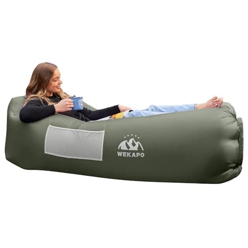 WEKAPO Inflatable Lounger Couch: Portable Air Sofa Chair & Essential Accessory for Camping, Beach, Hiking, Lawn, Backyard, Indoor/Outdoor Movies & Music Festivals – Airtight, Pump-Free Air Hammock