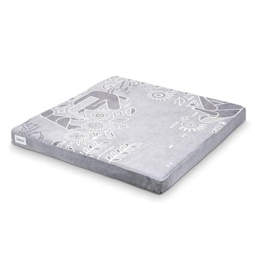 Zaveur Royal Court Meditation Mat With Velvet Cover - 24" x 24" Square Zabuton Thick Yoga Mat - Non Slip Exercise Mat for Home Workout - Thick Foam Exercise Floor Mat for Zafu or Bench - Gray