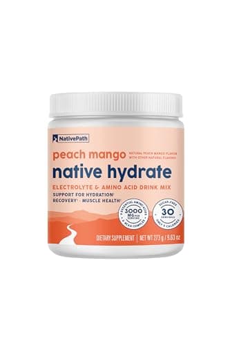 NativePath Hydrate Electrolyte Powder, Peach Mango, 30 Servings