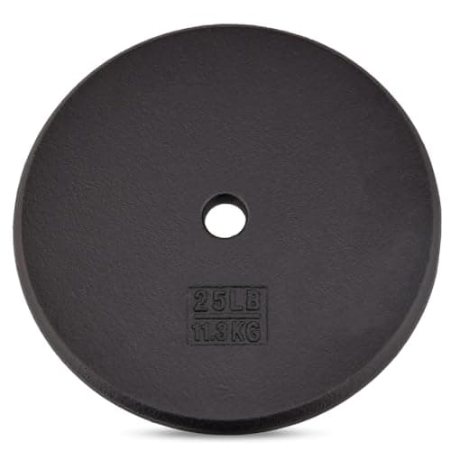 Yes4All Standard 1 Inch Cast Iron Weight Plate - Ideal for Strength Training - 25LB - Single