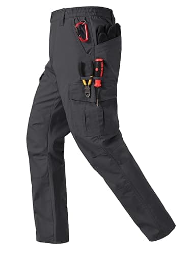CNBQDD Mens Cargo Work Pants Water Resistant Cargo Pants Men Ripstop Construction Work Pants with Pockets Tactical Hiking Pants Dark Gray 42Wx32L