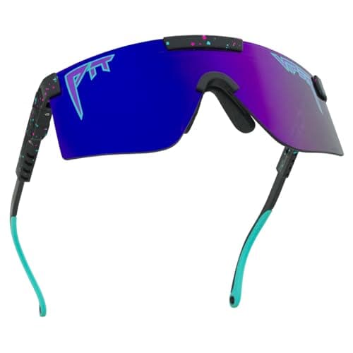 Pit Viper Sunglasses I The Original 2.0 I Wide Fit I HDPV Polarized Lens, Indestructible Frame I Turbo Adjustable for Perfect Fit I Micro Fiber Bag & Retainer Straps I Purple Lens, Black Frame