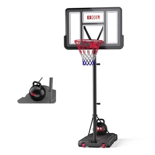 IGL Basketball Hoop Outdoor, 44 Inch Portable Basketball Hoops, 5.6-10 FT Adjustable Basketball Goal System with 35 LB Base Anchor for Backyard/Driveway/Court/Garage