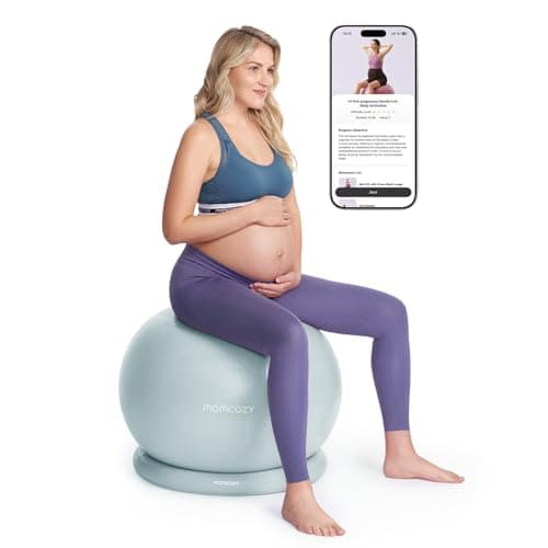 Momcozy BirthEase Pregnancy Ball Set, Birthing Ball with App Full-Journey Courses, BPA-Free PVC & Anti Burst, Exercise Yoga Ball Chair with Stability Base