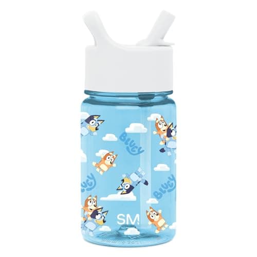 Simple Modern Bluey Kids Water Bottle Plastic BPA-Free Tritan Cup with Leak Proof Straw Lid | Reusable and Durable for Toddlers, Girls and Boys | Summit Collection | 12oz, Sky