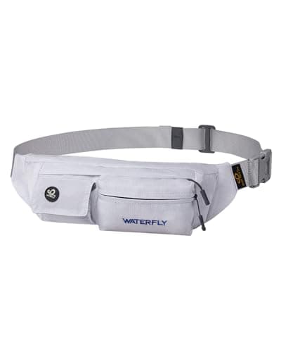 WATERFLY Fanny Pack Slim Soft Polyester Water Resistant Waist Bag Pack for Man Women Carrying iPhone 8 Samsung S6 (White)