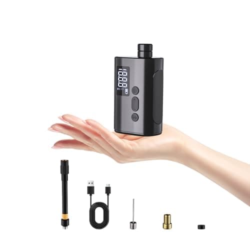 Vinid Mini Bike Pump Brushless with Digital Pressure Gauge – Ultra Portable 120PSI Electric Rechargeable Air Pump, Fast Inflation, Auto Stop, Presta & Schrader Valve for Ball, E-Bike, MTB, Road Bike