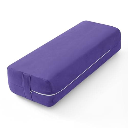 Wellsin Yoga Bolster Pillow for Restorative - Yoga Meditation Pillow with Washable Suede Cover, 27"X10" X5.5", Purple