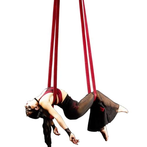4.9ft (1.5m) Aerial Loops Straps – Professional Aerial Yoga Ropes for Acrobatics, Circus Training & Fitness – Strong Nylon Trapeze Straps for Aerial Silks, Hammock, Dance & Performance Arts (RED)