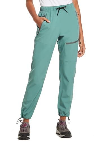 baleaf Travel Pants Women Hiking Long Tall Lightweight Quick Dry Water Resistant Cargo Pants 31'' Trip 31''-Green M