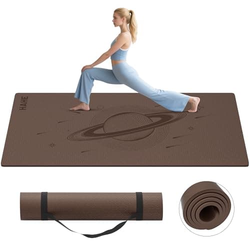 Extra Wide Yoga Mat, 72"x40"x0.4"Thick, Large Exercise Mat, Oversized Non Slip Workout Mat with Strap for Yoga, Pilates, Fitness, Home Gym Studio (Deep Brown)