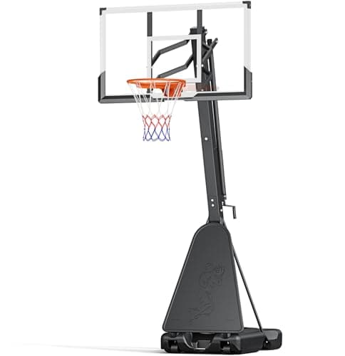 TONBUX Basketball Hoop Outdoor 54 Inch Shatterproof PC Backboard, 7.5-10FT Stepless Adjustable Height, Portable Basketball Hoop for Kids/Teens/Adults, Dunkable Breakaway Rim