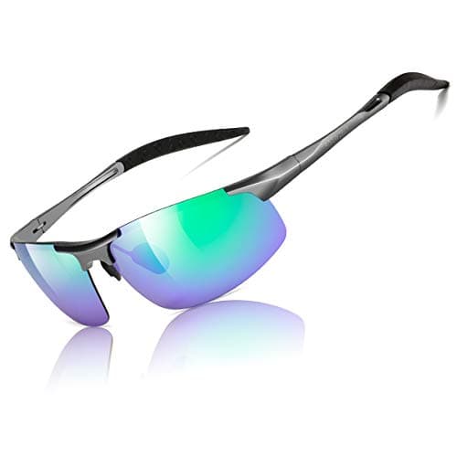 aisswzber Mens Sports Polarized Sunglasses Driving Metal Frame UV Protection Sunglasses For Men 8177