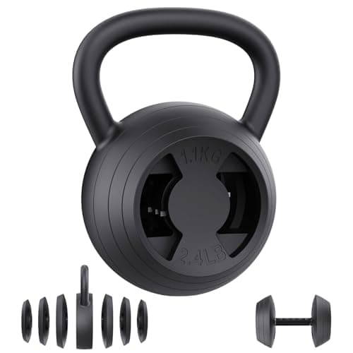 Hezeyferg 2-in-1 Adjustable Kettlebell, 15-45 LB Kettlebells Weight Set with Wide Grip, 4.8-30 LB Dumbbell Weights for Home Gym Strength Training (Black)