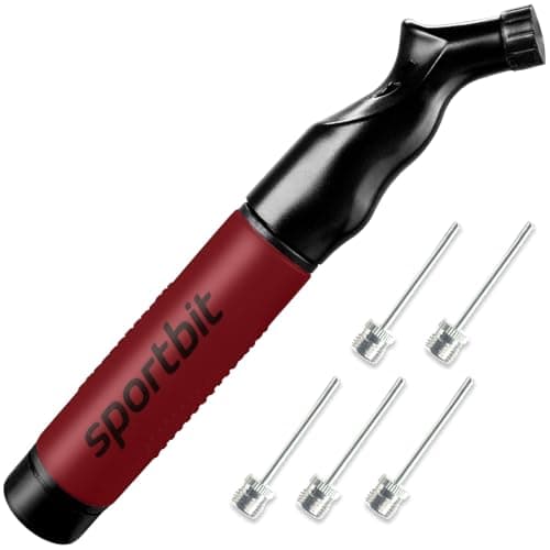 SPORTBIT Ball Pump with Push & Pull Inflating System, Hand Pump for Sports Balls, 5 Needles Set for Basketball, Volleyball, Football & Soccer Ball