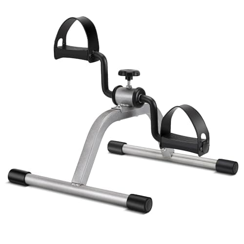 RYGEO Pedal Exerciser Mini Exercise Bike for Leg and Arm Recovery Exercise Lightweight and Portable Floor Bike(Silver)