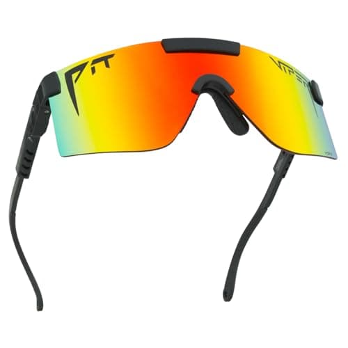 Pit Viper Sunglasses I The Original 2.0 I Wide Fit I HDPV Polarized Lens, Indestructible Frame I Turbo Adjustable for Perfect Fit I Micro Fiber Bag & Retainer Straps I Rainbow Lens, Black Frame