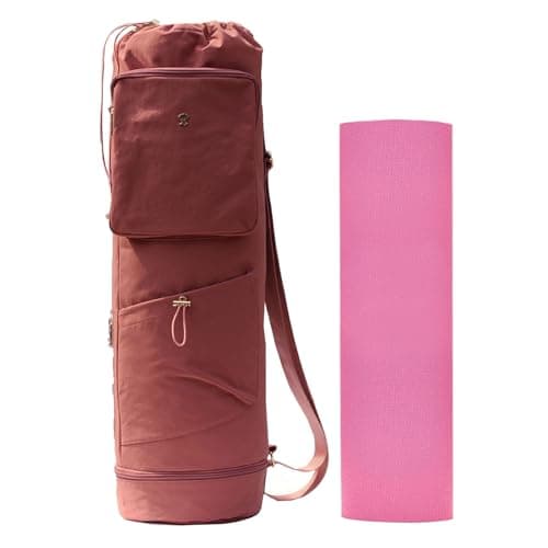 ESVAN Yoga Mat Bag with Multi Pockets Drawstring Yoga Mat Carrier Pilates Exercise Multi-Functional Storage Bag