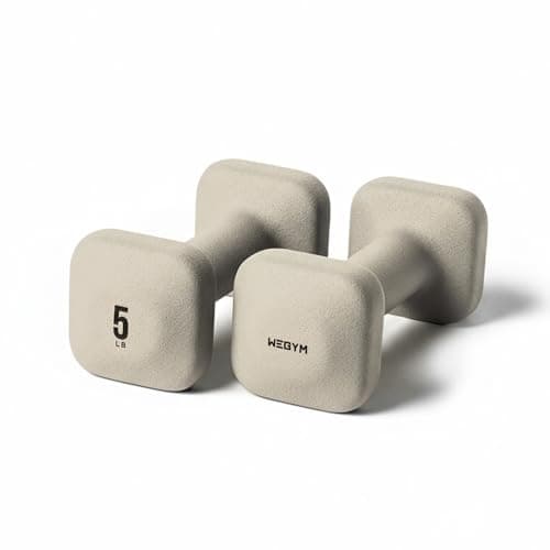 WeGym SafeGrip Square Dumbbells with Anti Slip Handles, Aesthetic Free Weights for Home Workouts, Stable Design Prevents Rolling during Floor Exercises (5LB, Pair Sandstone)