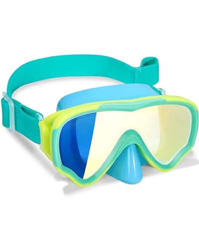 ITOWE Kids Swimming Goggles with Fabric Strap, Swim Goggles with Nose Cover for Kids 6-14 4-7 8-12 3-5 Boys Girls Youth, No Leak Anti Fog 180° Clear Vision Pool Water Elastic Strap Swim Goggles
