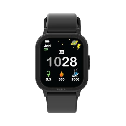 Cubitt Jr. Smartwatch Fitness Tracker for Kids and Teens with Games, Step Counter, Sleep Monitor, Heart Rate Monitor, Calculator, Activity Tracking, 1.75"AMOLED Touchscreen,Waterproof – Obsidian Black