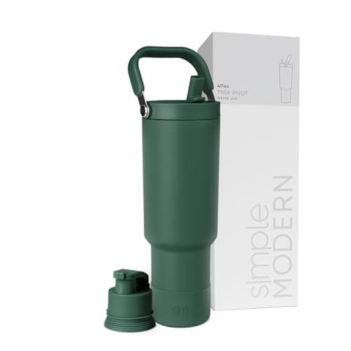Simple Modern Trek Pivot | 40oz Flip Straw Tumbler with Handle | Water Bottle & Boot | Interchangeable Straw & Chug Lids | Insulated Stainless Steel Jug | Gym Sports Outdoors | Forest