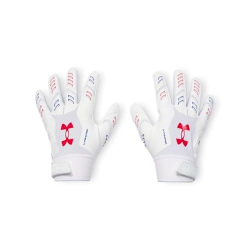 Under Armour Men's F9 Nitro Novelty Football Gloves, (106) White/Royal/Red, XX-Large
