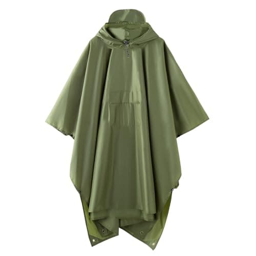 Multi functional cape hooded raincoat suitable for outdoor camping and hiking, suitable for both men and women (US, Alpha, One Size, Regular, Regular, green)
