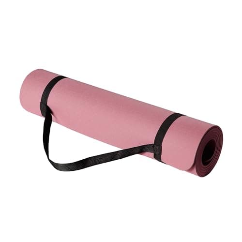 Amazon Basics 0.25-inch Thick TPE Exercise Yoga Mat with Carrying Strap, Non-Slip, 73.6" x 24", Plum