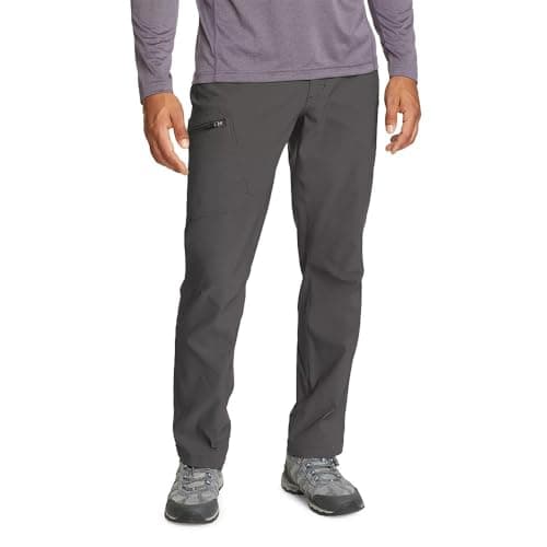 Eddie Bauer Men's Athletic Fit Fixed Waist Active Performance Rainier Pants, Dark Smoke Rainier, 36W x 30L