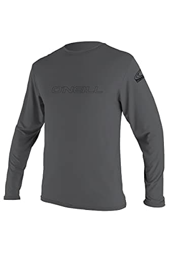 O'Neill Men’s Basic Skins Long Sleeve Sun Shirt, UPF 50+ Sun and Rash Protection for Surfing and All Outdoor Activities, Smoke, Medium
