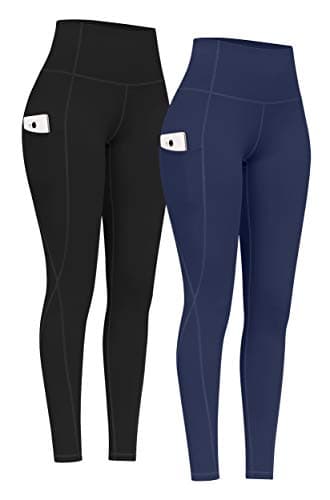 PHISOCKAT 2 Pack High Waist Yoga Pants with Pockets Tummy Control Leggings