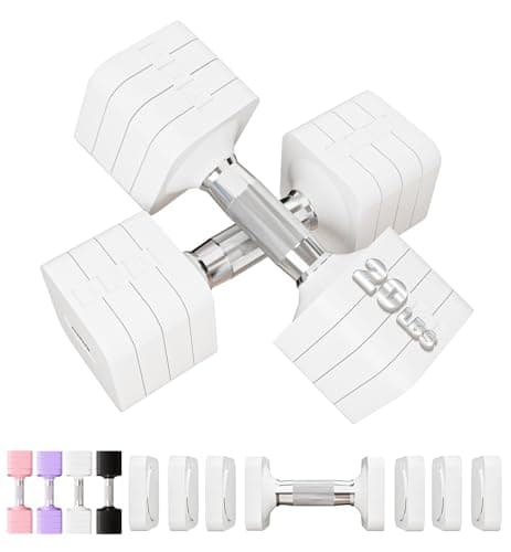 40LBS Hand Weights Set Adjustable Dumbbells Set for Men Women, 4 in 1 Free Weights Dumbbells Sets Adjust Dumbbell Weight Sets for Home Gym Exercise Workout Strength Training Equipments, White