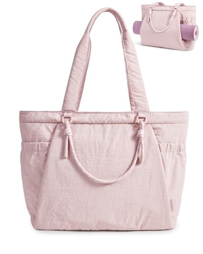 BAGSMART Yoga Tote Bag for Women with Knotted Handle, Lightweight Pilates Bag with Yoga Mat Holder, Gym Bag for Work Travel