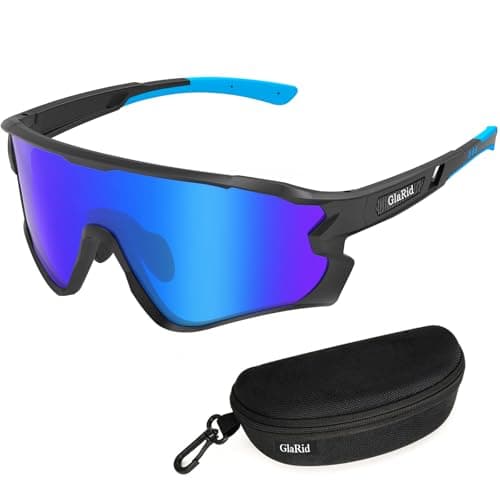 GlaRid Cycling Glasses, Anti-Glare Polarized Running Sunglasses for Women/Men With Sunglasses Case, UV400 Protection, Sports Sunglasses with Non-Slip Temple for Running, Softball, Biking, Fishing