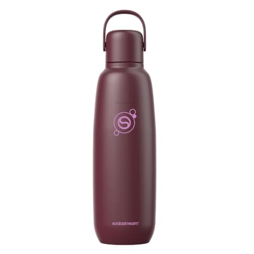 sodastream Fizz & Go Cool, Stainless Steel Carbonated Water Bottle 0.9L, Insulated Metal Bottle for Sparkling Water, Compatible with TERRA, ART, ENSO & More in Pomegranate