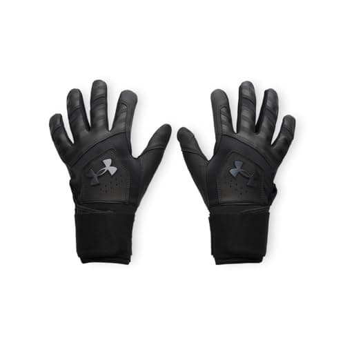 Under Armour Men's Yard 10 Long Cuff Baseball Gloves, (001) Black/Black/Metallic Gun Metal, Small