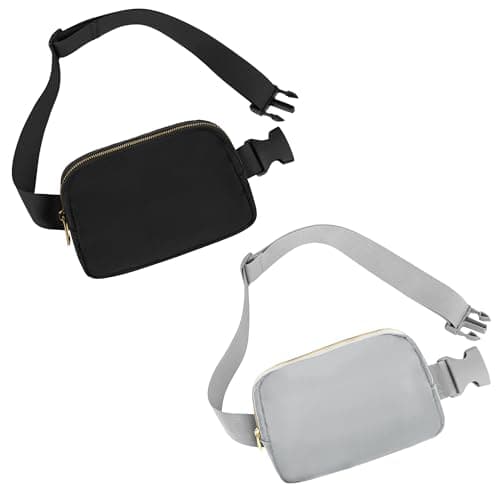 Frenou Waist Belt Bag Fashion Fanny Women and Men Gift Waist Pack With Adjustable Strap For Travel Running Hiking Walking Black+Light Grey