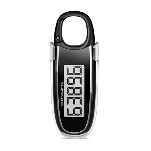 3D Pedometer for Walking, Step Counter with Clip & Carabiner, Accurate Fitness Tracker with Large Display & 10-Step Error Prevention for Seniors, Women, Men, Black