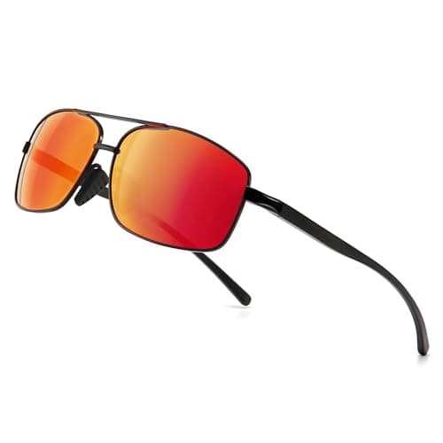 SUNGAIT Ultra Lightweight Rectangular Polarized Sunglasses Men UV400 Protection Metal Frame 2458 HEKHO