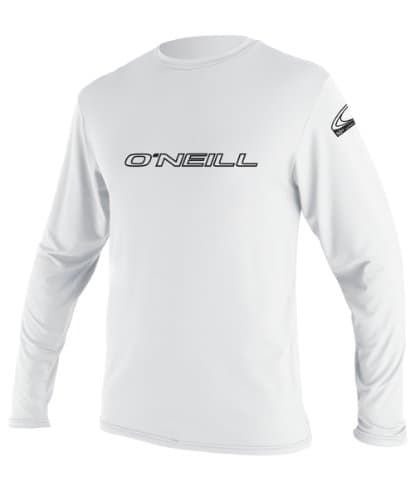 O'Neill Men’s Basic Skins Long Sleeve Sun Shirt, UPF 50+ Sun and Rash Protection for Surfing and All Outdoor Activities, White, XX-Large