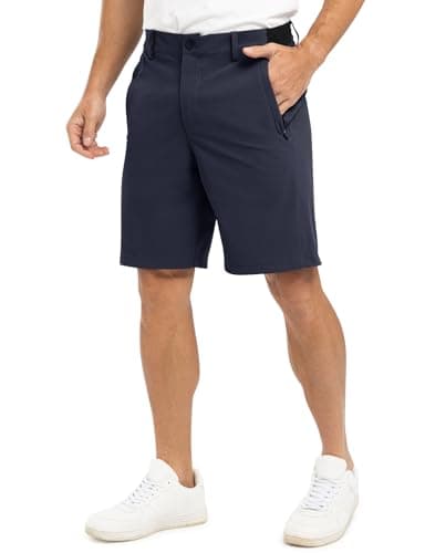 TBMPOY Men's 9" Golf Shorts Stretch Quick Dry Dress Casual Shorts Lightweight Flat Front for Work Business Travel Navy 48