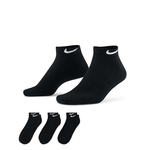 Nike Unisex Everyday Cushioned Training Low Socks (3 Pairs), Black/White, X-Large