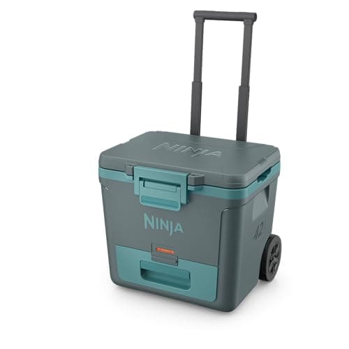 Ninja FrostVault 42qt Wheeled Cooler with Cold Dry Zone | Integrated Fridge-Temp Dry Storage Drawer | Premium Heavy-Duty Insulated Cooler | Keeps Ice Cold for Days | Halocline Green | FB242TL