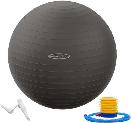 Fitvids Anti-Burst Slip Resistant Exercise Ball with Quick Pump – 2 – 15-18in (38-45cm), S – Gray