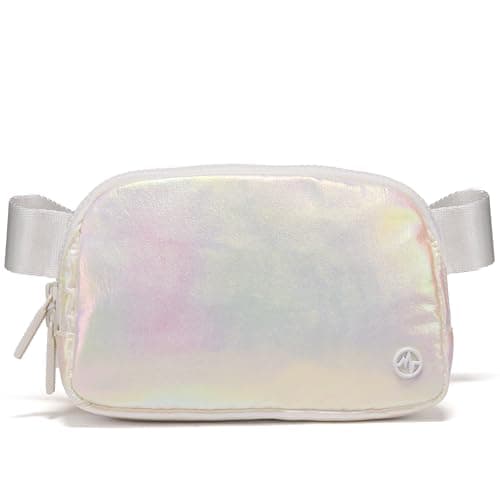 Pander Two Way Zipper Fanny Pack Nylon Everywhere Belt Bag for Women, Water Repellent Waist Packs, Crossbody Bags with Adjustable Strap(Iridescent).