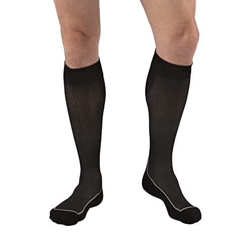 JOBST Sport Knee High 15-20 mmHg Compression Socks, Black/Cool Black, Medium